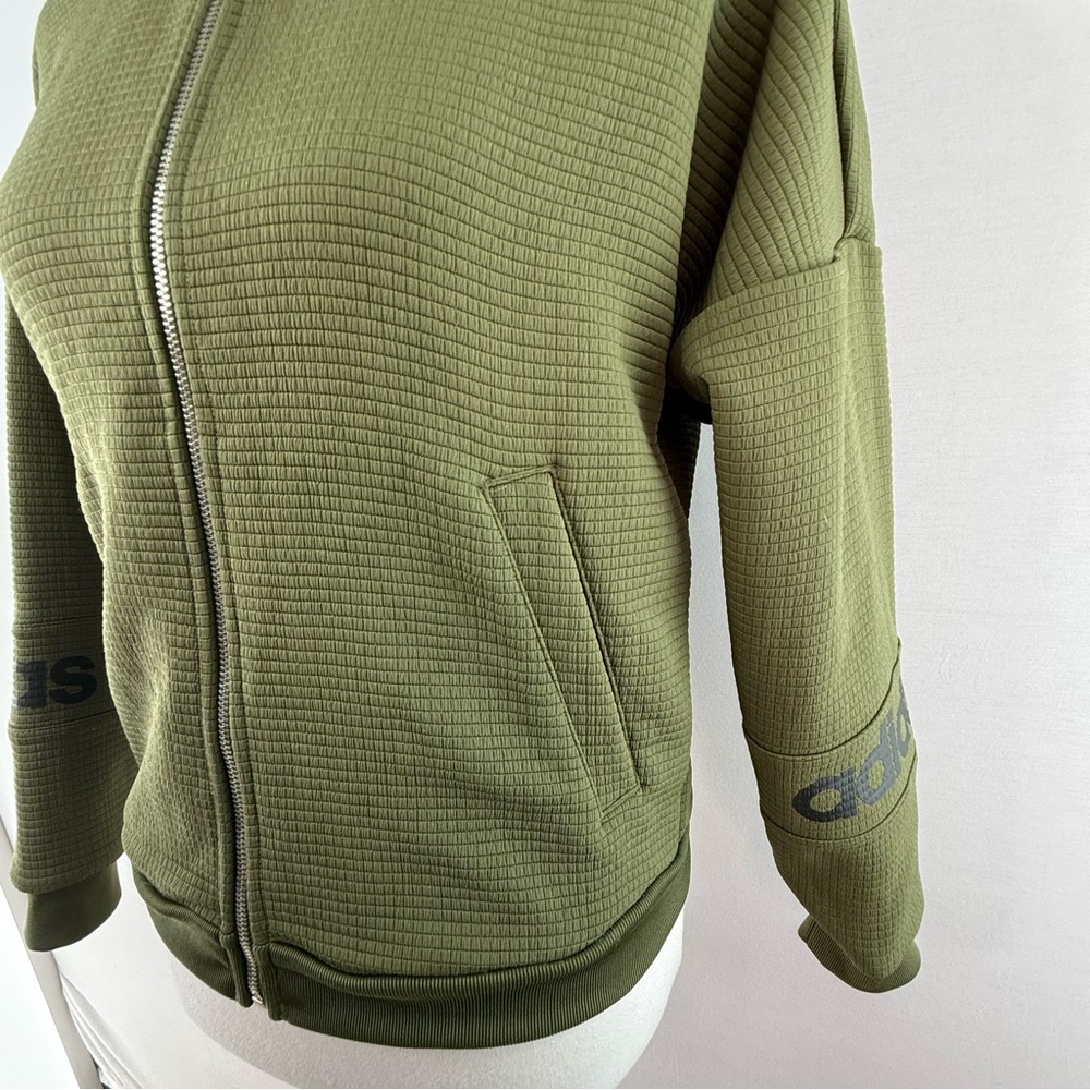 Adidas Olive Green "Three Stripe" Print Bomber Jacket - Picture 5 of 16